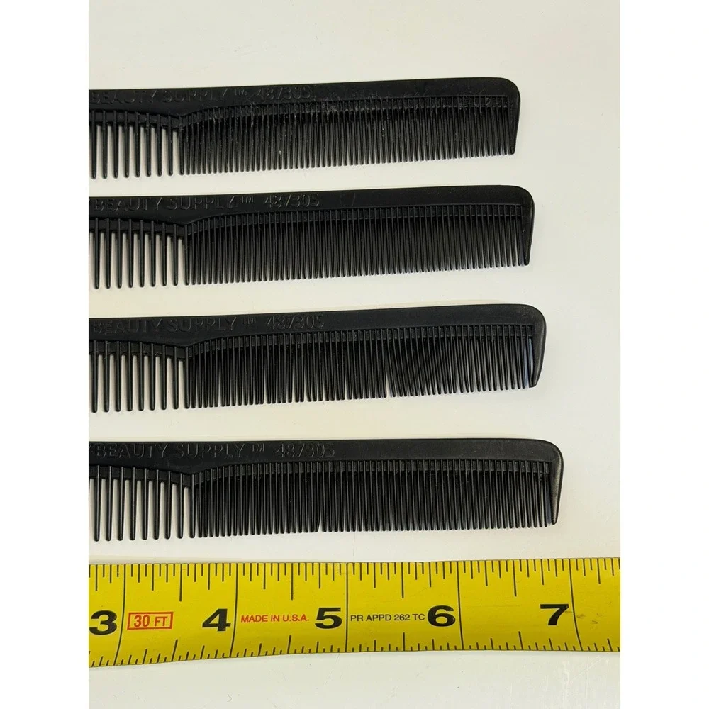 VTG Sally Beauty Supply Hair Combs Black 487305 Styling Barber‎ Salon Lot 4 USA